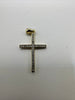 Sterling Silver Pendant Thin Cross with Crystals