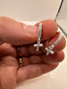 Sterling silver huggie earrings with Crystal Cross