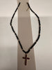 Red stone Cross Necklace with Black and Gold Glass stones chain