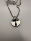 Necklace: Black Cross on silver Round pendant with thick chain, 60cm Silver Chain With 5cm Extension (Walk By Faith Collection)