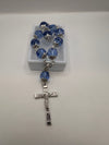 8MM CRYSTAL BEADS CAR ROSARY BLACK, BLUE, GOLD OR CRYSTRAL CLEAR