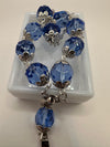 8MM CRYSTAL BEADS CAR ROSARY BLACK, BLUE, GOLD OR CRYSTRAL CLEAR