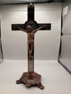 Metal Crucifix on stand- Metal and Bronze