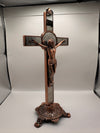 Metal Crucifix on stand- Metal and Bronze