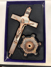 Metal Crucifix on stand- Metal and Bronze