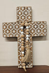 Wall Cross Motif Beaded- Metal & Wood