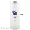 20cm Glass Tube Candleholder with Butterfly Suncatcher - Silver Top