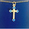 Necklace Crucifix Gold and Blue or Red