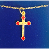 Necklace Crucifix Gold and Blue or Red