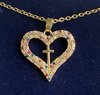 Gold Heart shape with crystal pendant Necklace