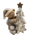 CHRISTMAS TEDDY & TREE WITH GLITTER 135MM