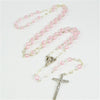 Catholic Rosary - LIGHT PINK CRYSTAL CUT POLY BEADS