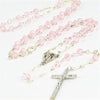 Catholic Rosary - LIGHT PINK CRYSTAL CUT POLY BEADS