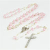 Catholic Rosary - LIGHT PINK CRYSTAL CUT POLY BEADS