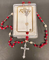 Catholic Rosary - GLASS STONE LOOK RUBY RED 6MM