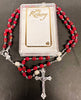 Catholic Rosary - GLASS STONE LOOK RUBY RED 6MM