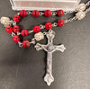 Catholic Rosary - GLASS STONE LOOK RUBY RED 6MM