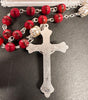 Catholic Rosary - GLASS STONE LOOK RUBY RED 6MM