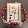 Catholic Rosary - GLASS STONE LOOK RUBY RED 6MM