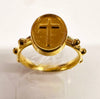 ROSARY RING WITH CROSS ON OVAL SMALL GOLD