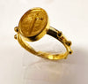 ROSARY RING WITH CROSS ON OVAL SMALL GOLD