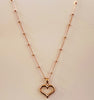 Sterling silver rose gold plated chain with bead detail and rose gold plated open heart pendant