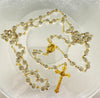 Catholic Rosary white beads with gold or silver cross