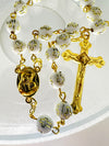 Catholic Rosary white beads with gold cross