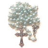 Catholic Rosary - Blue Imitation Pearl boxed in cross case