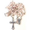 Catholic Rosary - Pink Imitation Pearl boxed in cross case