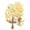 CATHOLIC ROSARY – Ivory Imitation Pearl boxed in cross case