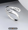 925 Sterling Silver Wrap Ring Carved with FAITH and Cross On The Surface