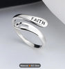 925 Sterling Silver Wrap Ring Carved with FAITH and Cross On The Surface