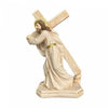 WHITE POLYRESIN JESUS CARRYING CROSS STATUE