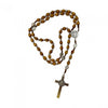 Catholic Rosary - ST BENEDICT LIGHT WOOD ON CORD WITH METAL CRUCIFIX