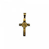 Stainless Steel Gold Crucifix with St Benedict Medal