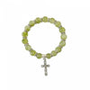 PINK, LIGHT BLUE, GREEN OR GREY WITH SILVER BEADS BRACELET WITH SILVER CRUCIFIX