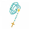 Catholic Rosary - AQUAMARINE BEADS AND GOLD CHAIN