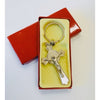 SILVER CRUCIFIX WITH ST BENEDICT MEDAL KEY RING