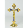 ST BENEDICT STAND OR WALL METAL BLUE CRUCIFIX 22CM