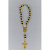 8MM BLACK CRYSTAL BEADS & GOLD CHAIN CAR ROSARY