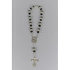 8MM BLACK CRYSTAL BEADS & SILVER CHAIN CAR ROSARY