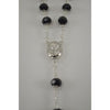 Catholic Rosary - BLACK CRYSTAL BEADS & SILVER CHAIN