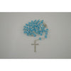 Catholic Rosary - LIGHT BLUE CRYSTAL BEADS WITH SILVER CHAIN AND MEDAL WITH SACRED JERUSALEM SOIL