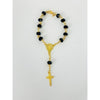 BLACK CRYSTAL BEADS ROSARY GOLD BRACELET