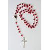 Catholic Rosary - RED GLASS BEADS & SILVER CHAIN
