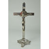 SILVER ST BENEDICT WALL OR STAND METAL CRUCIFIX 25CM