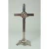 SILVER ST BENEDICT WALL OR STAND METAL CRUCIFIX 25CM