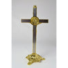 GOLD ST BENEDICT WALL OR STAND METAL CRUCIFIX 20CM