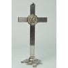 SILVER ST BENEDICT WALL OR STAND METAL CRUCIFIX 20CM